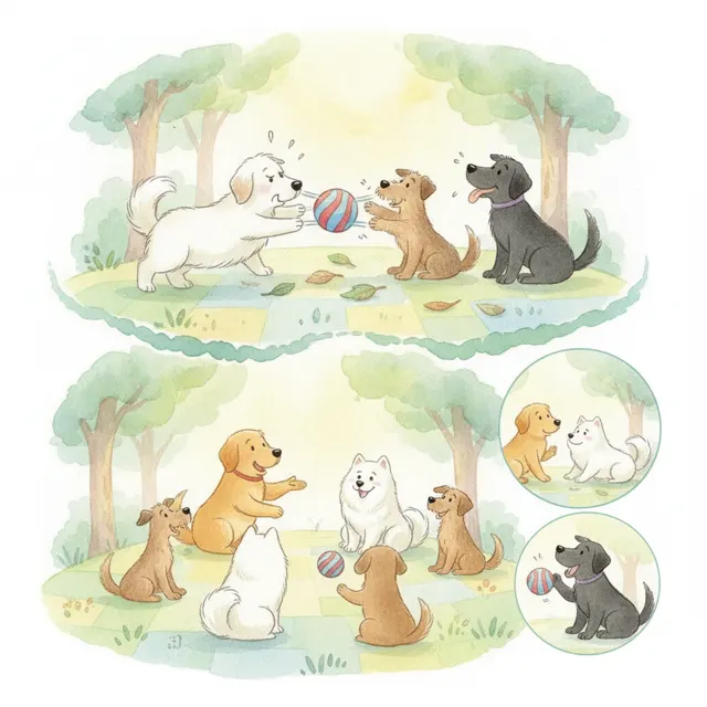 The Dog Who Took Turns story for kids illustration