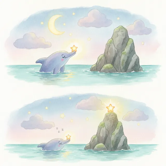 The Dolphin Who Saved a Sinking Star story for kids illustration
