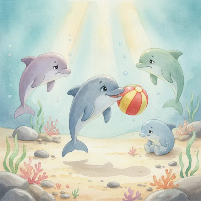 The Dolphin Who Shared the Ball story for kids illustration