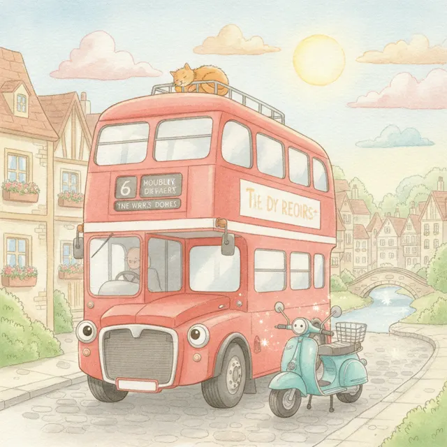 The Double Decker's New Friend story for kids illustration