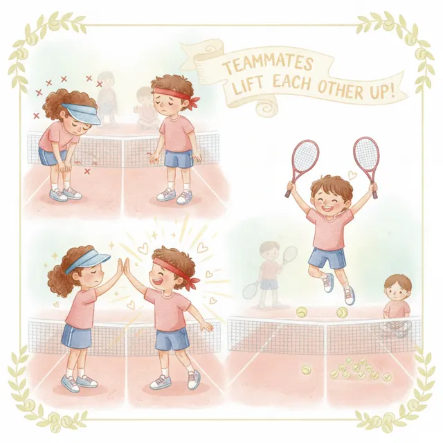 The Doubles Team That Would Not Give Up story for kids illustration