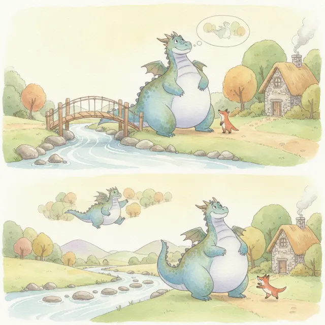 The Dragon and the Too-Small Bridge story for kids illustration