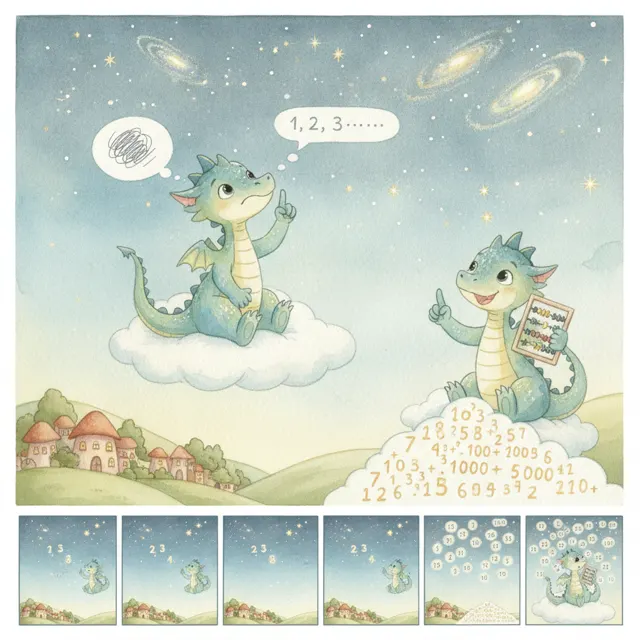 The Dragon Who Counted Stars story for kids illustration