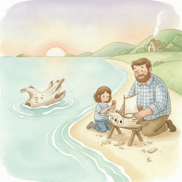 The Driftwood That Became a Boat story for kids illustration