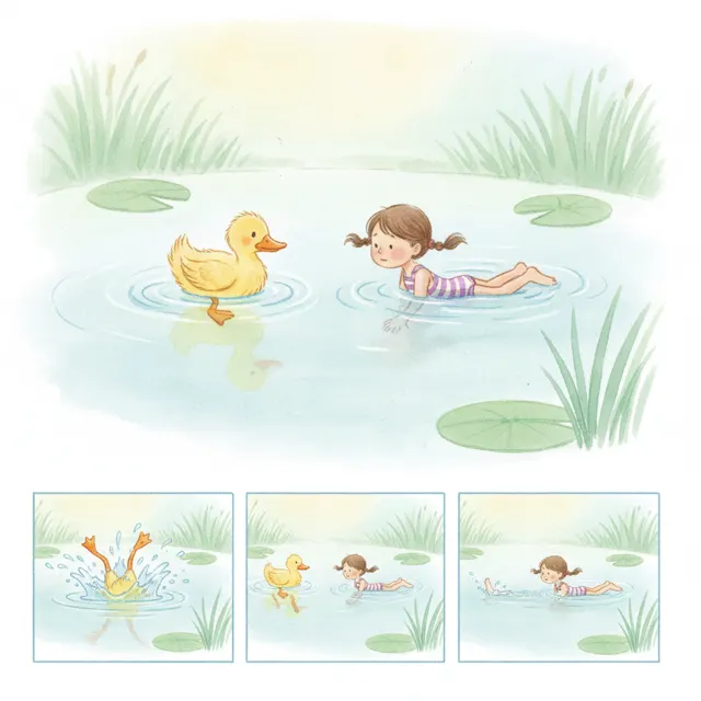 The Duck Who Taught Ada to Swim story for kids illustration