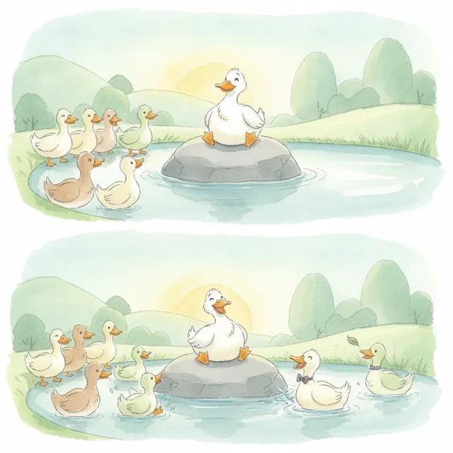 The Duck Who Took Turns story for kids illustration