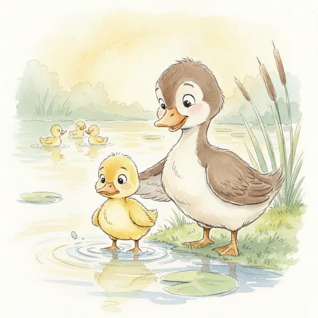 The Duckling Who Was Afraid of the Water story for kids illustration