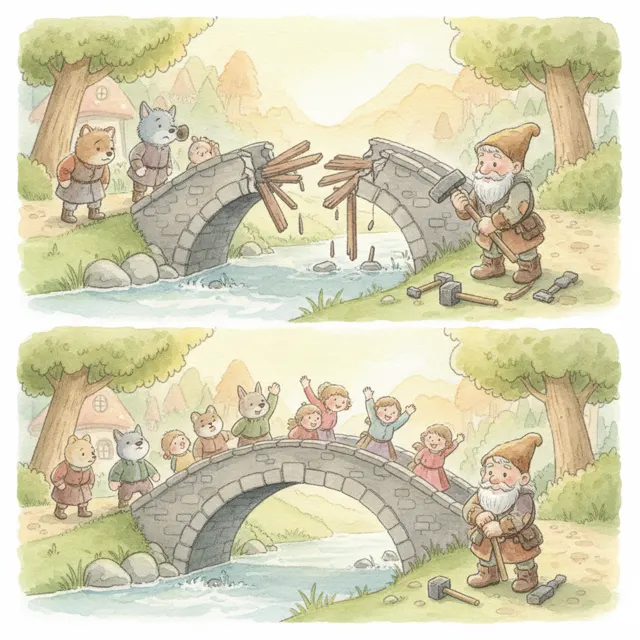 The Dwarf Who Mended the Bridge story for kids illustration