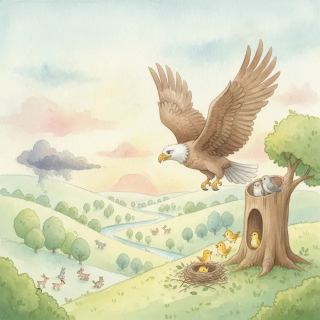 The Eagle Who Watched Over the Valley story for kids illustration