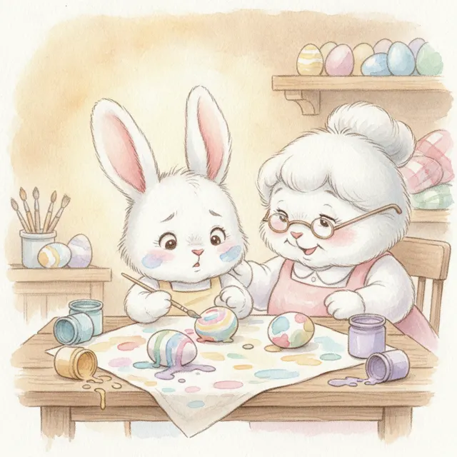 The Easter Bunny's First Egg story for kids illustration