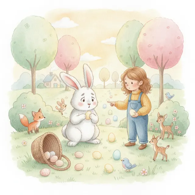 The Easter Bunny's Lost Basket story for kids illustration