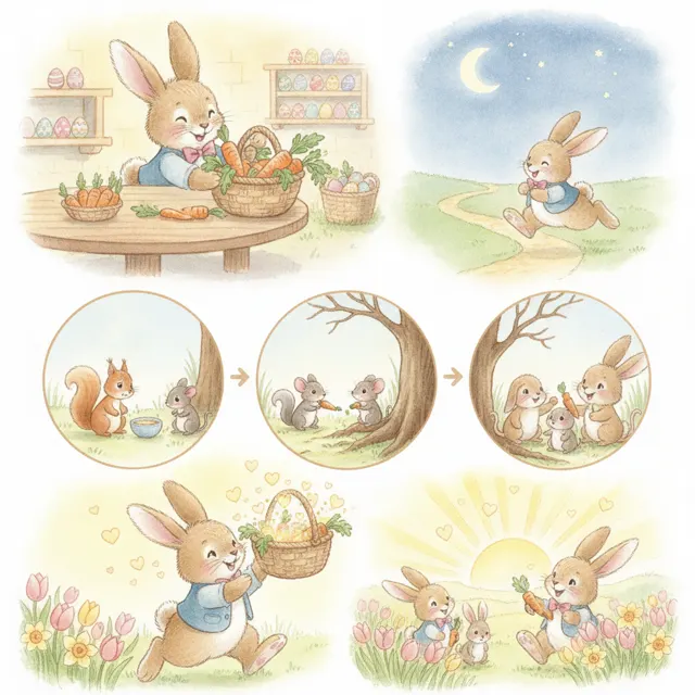 The Easter Bunny Who Shared the Carrots story for kids illustration