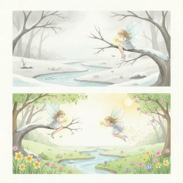 The Fairy Who Waited for Spring story for kids illustration