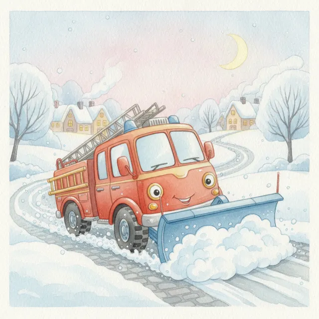 The Fire Truck and the Snow Day story for kids illustration