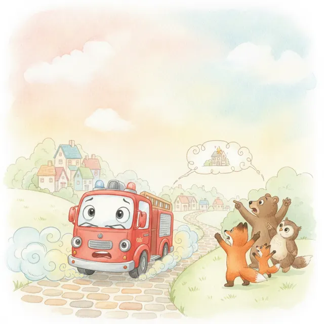 The Fire Truck Who Learned to Listen story for kids illustration