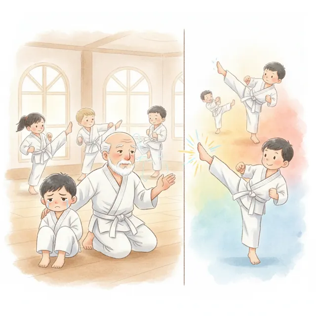 The First Kick in Karate story for kids illustration