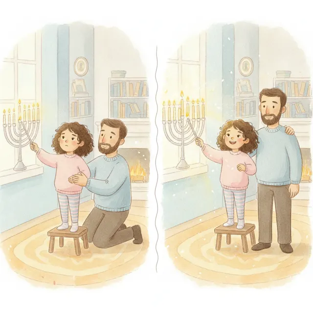 The First Time Mira Lit the Menorah story for kids illustration
