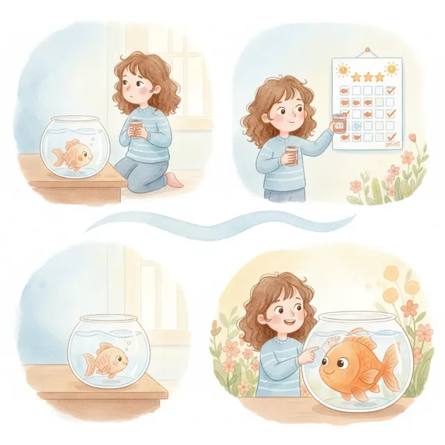 The Fish Who Needed Feeding story for kids illustration