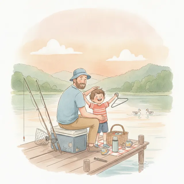 The Fishing Trip with No Fish story for kids illustration