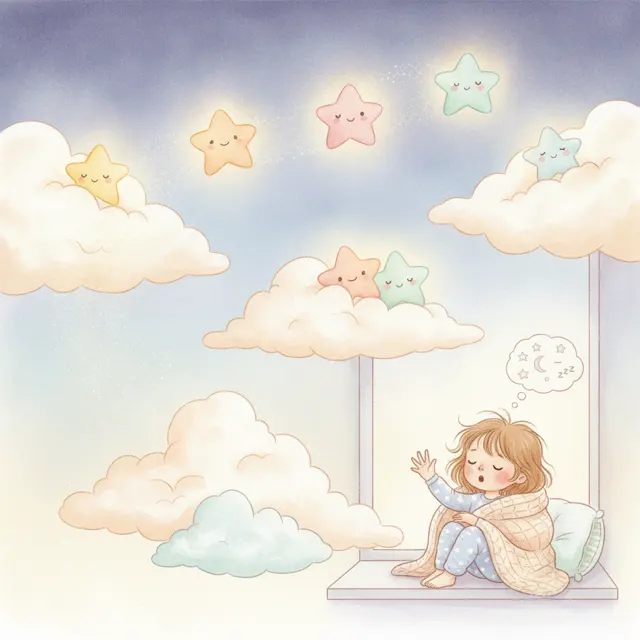 The Five Little Stars story for kids illustration