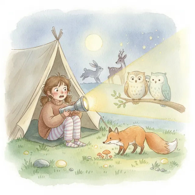 The Flashlight That Would Not Turn Off story for kids illustration