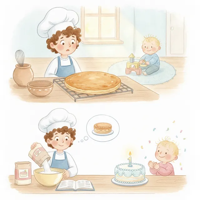 The Flat Little Cake story for kids illustration
