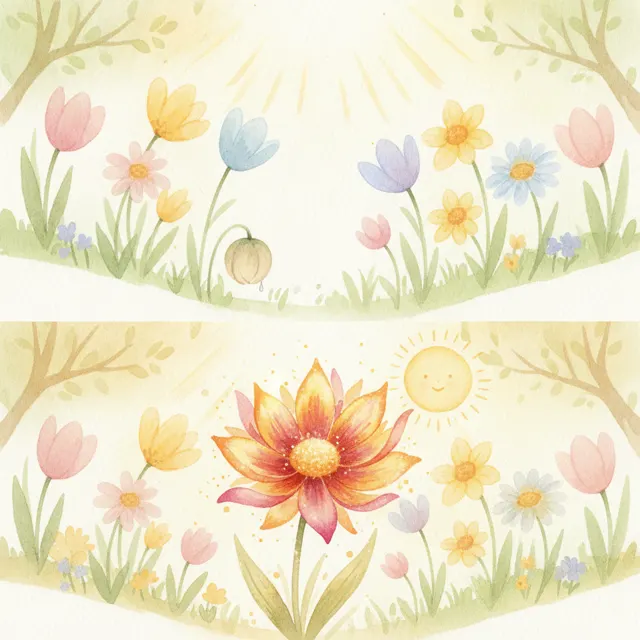 The Flower That Opened Late story for kids illustration