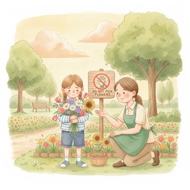 The Flowers in the Park story for kids illustration