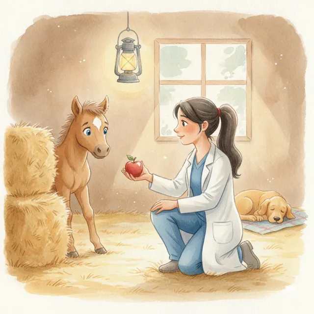 The Foal Who Hid from the Vet story for kids illustration