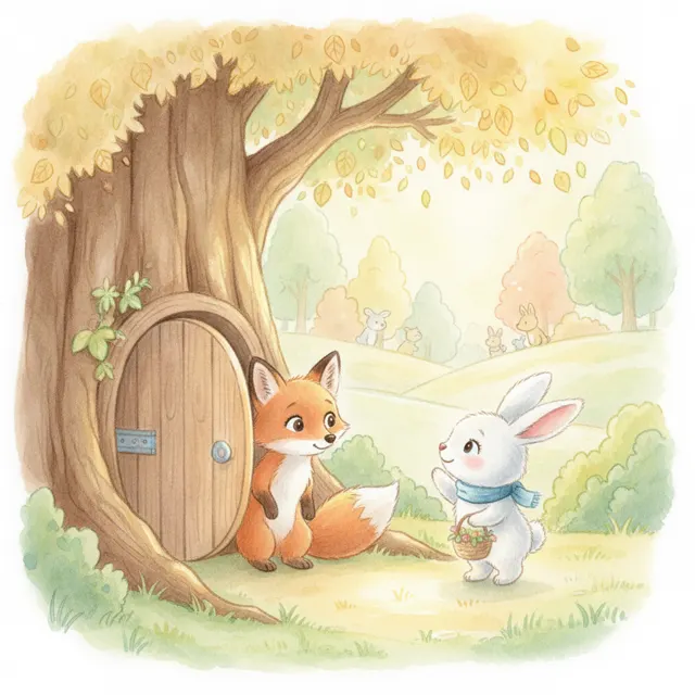 The Fox Who Found a Friend Next Door story for kids illustration