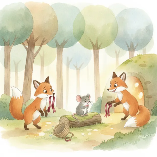 The Fox Who Gave the Ribbon Back story for kids illustration
