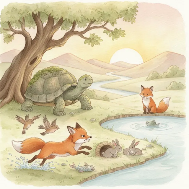 The Fox Who Learned to Wait story for kids illustration