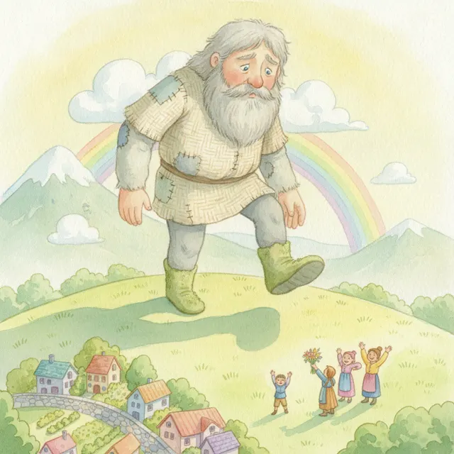 The Friendly Giant's First Step Outside story for kids illustration