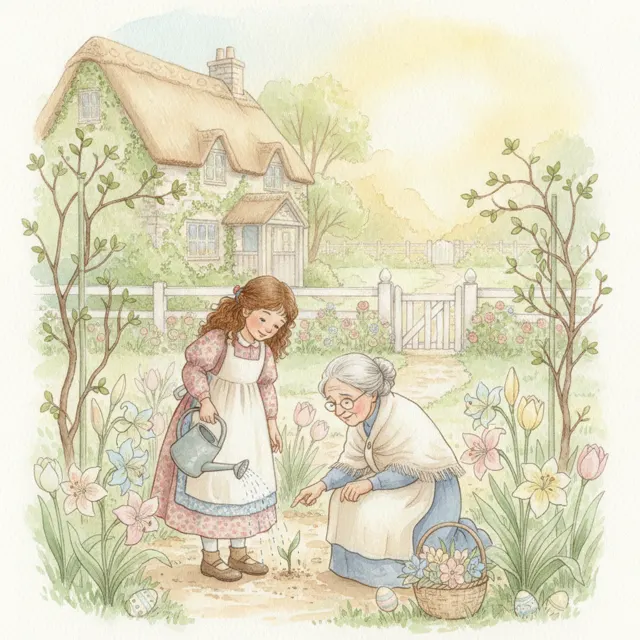 The Garden of Easter Miracles story for kids illustration