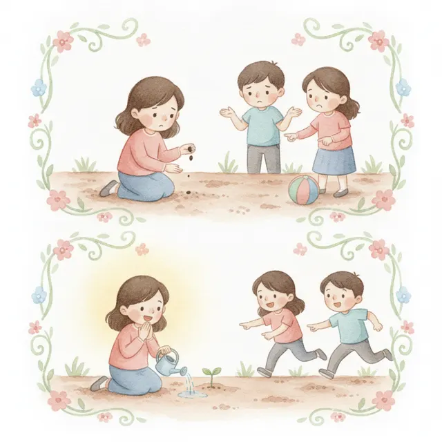 The Garden That Grew Slowly story for kids illustration