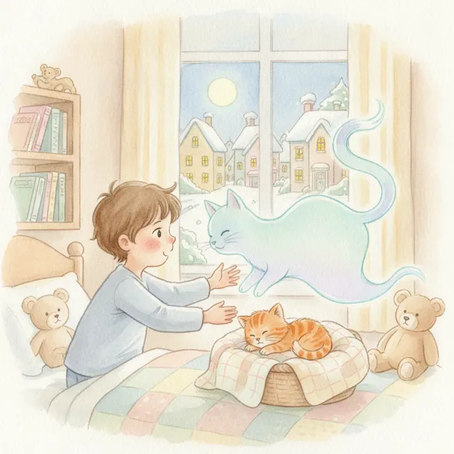 The Ghost Cat of Clover Lane story for kids illustration