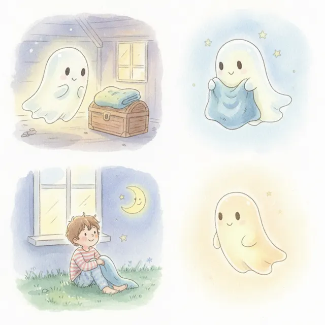 The Ghost Who Shared His Blanket story for kids illustration