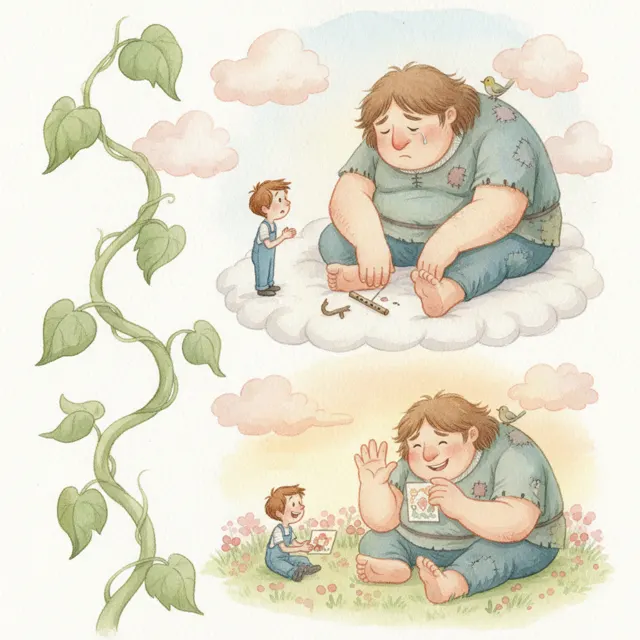 The Giant Who Was Just Lonely story for kids illustration