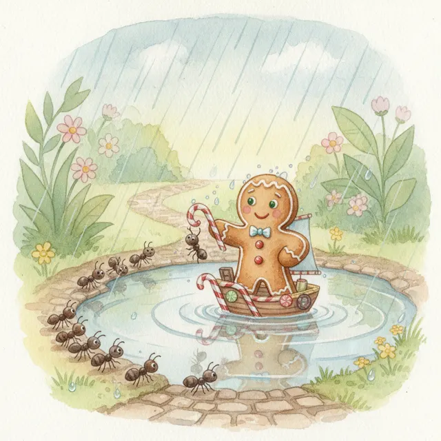 The Gingerbread Boy Builds a Boat story for kids illustration