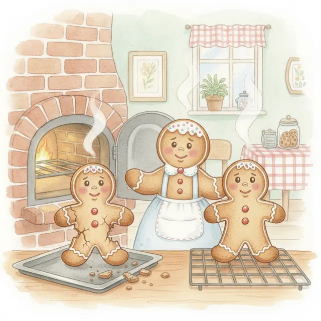 The Gingerbread Twins Wait to Cool story for kids illustration