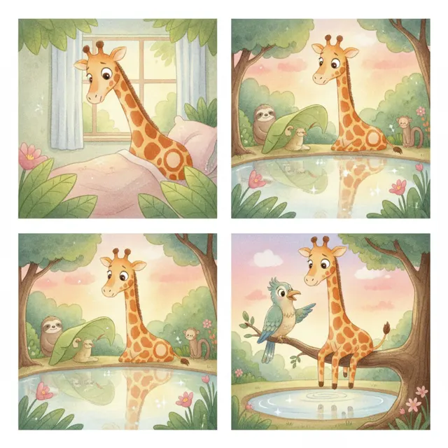 The Giraffe Who Lost a Spot story for kids illustration