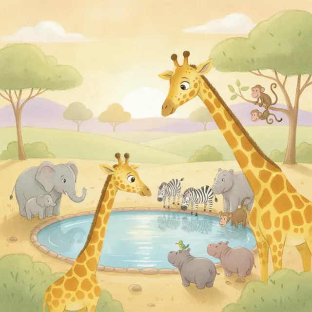 The Giraffe Who Waited for Water story for kids illustration