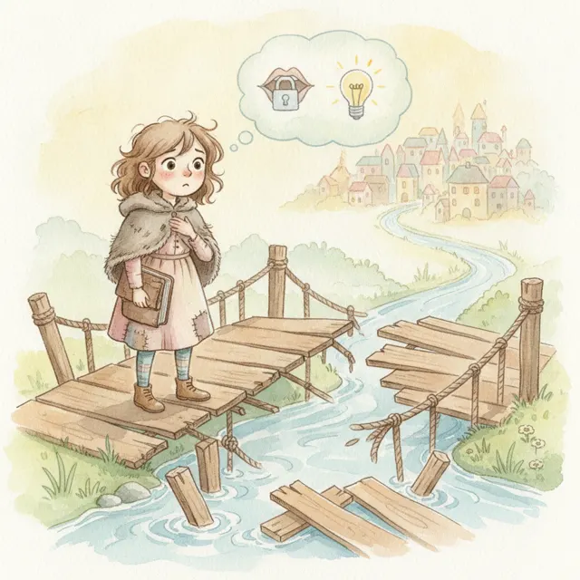 The Girl and the Broken Bridge story for kids illustration