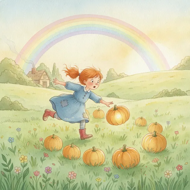 The Girl Who Chased the Rainbow's End story for kids illustration
