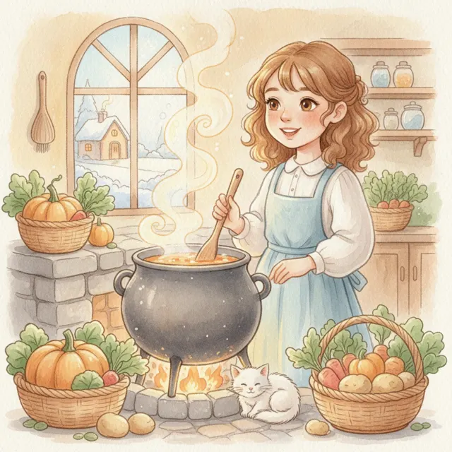 The Girl Who Loved to Cook story for kids illustration