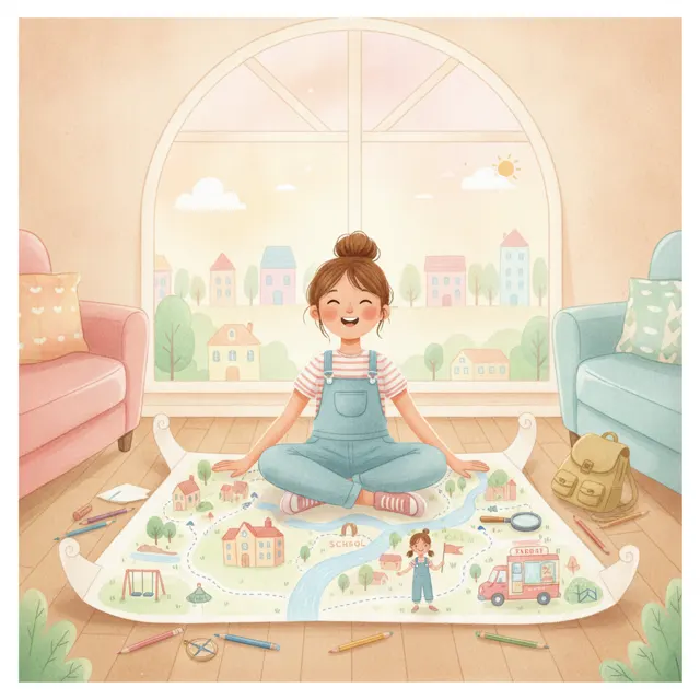 The Girl Who Mapped Her Neighborhood story for kids illustration