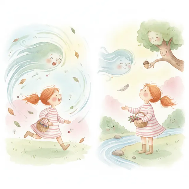 The Girl Who Said Please to the Wind story for kids illustration