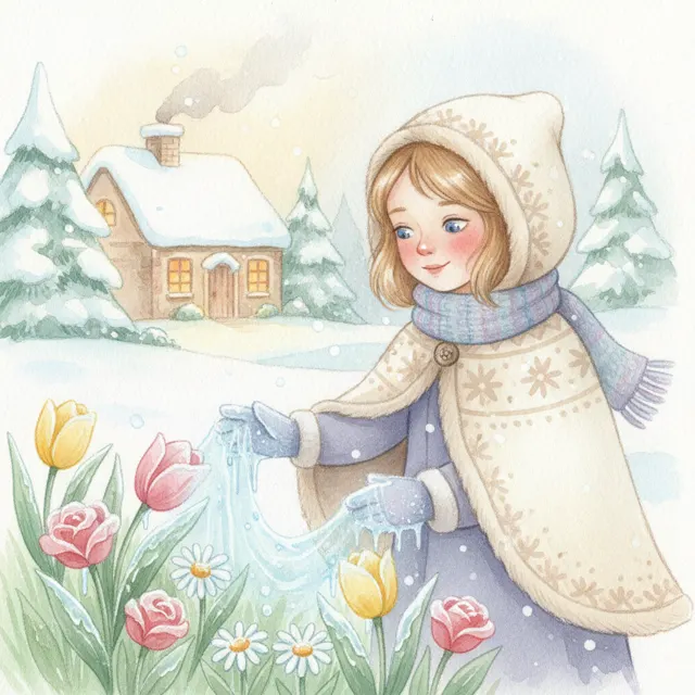 The Girl with Frozen Fingers story for kids illustration