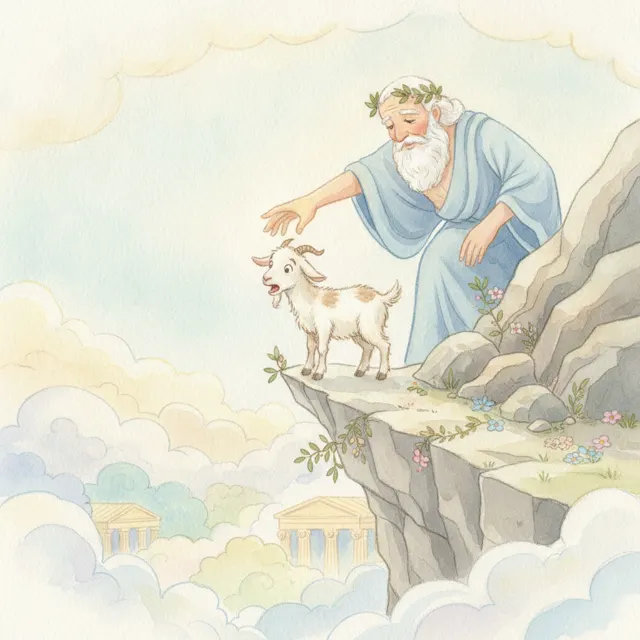 The Goat on Mount Olympus story for kids illustration