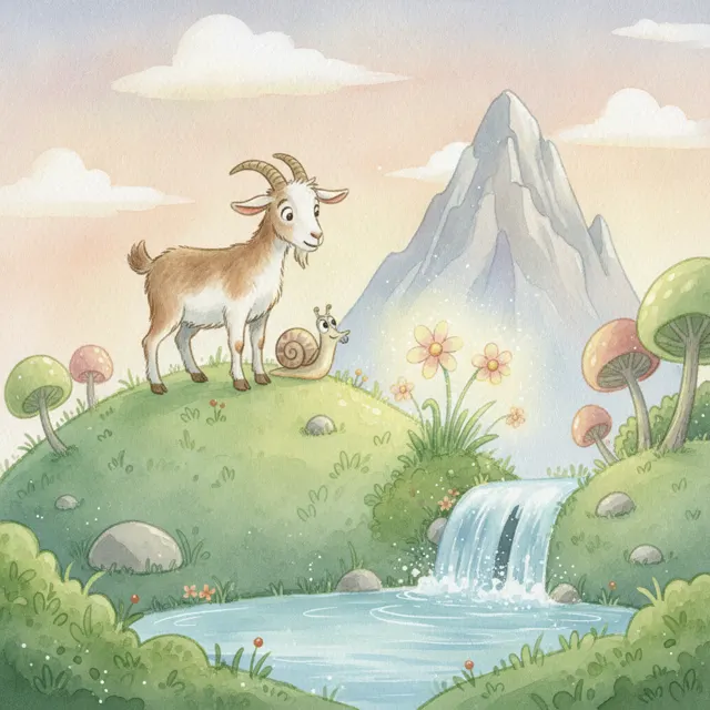The Goat Who Climbed the Wrong Hill story for kids illustration